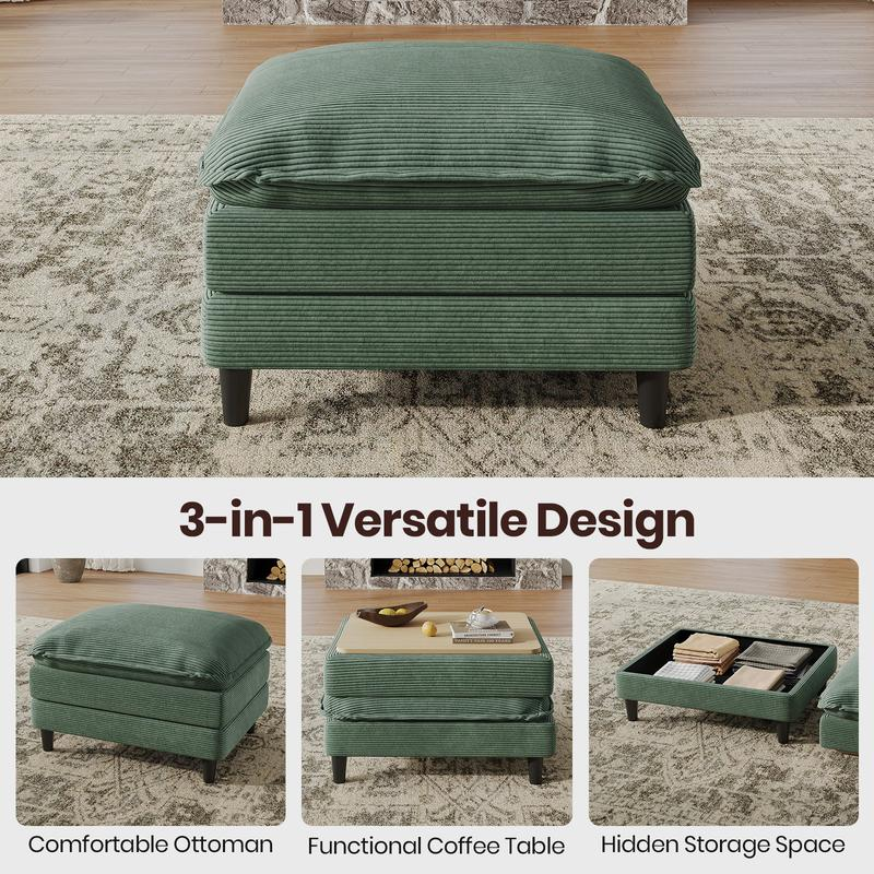 Copiae | Corduroy Modular Cloud Sofa (108"–143.7") with Ottoman-Coffee Table