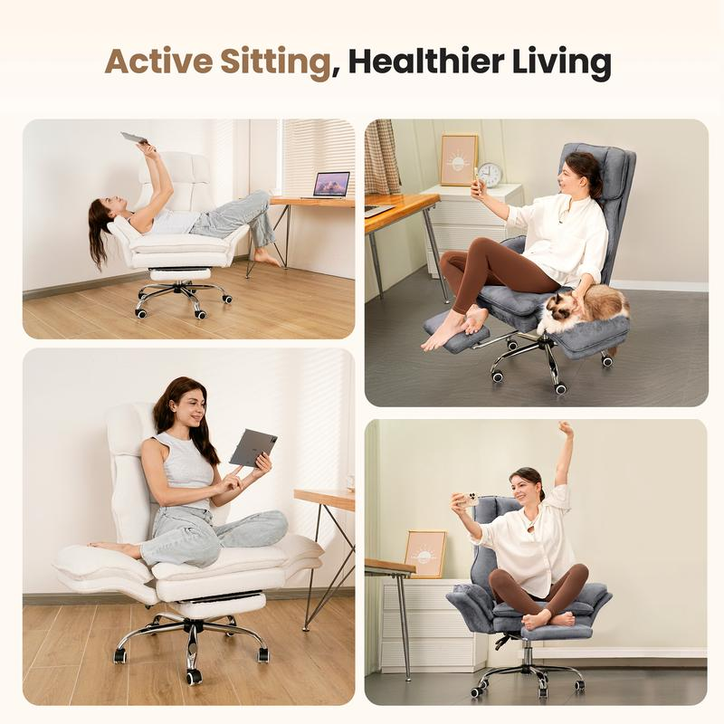 HOMRELEXA | Big & Tall Executive Recliner Office Chair — Flip Arms, Footrest, 135° Recline