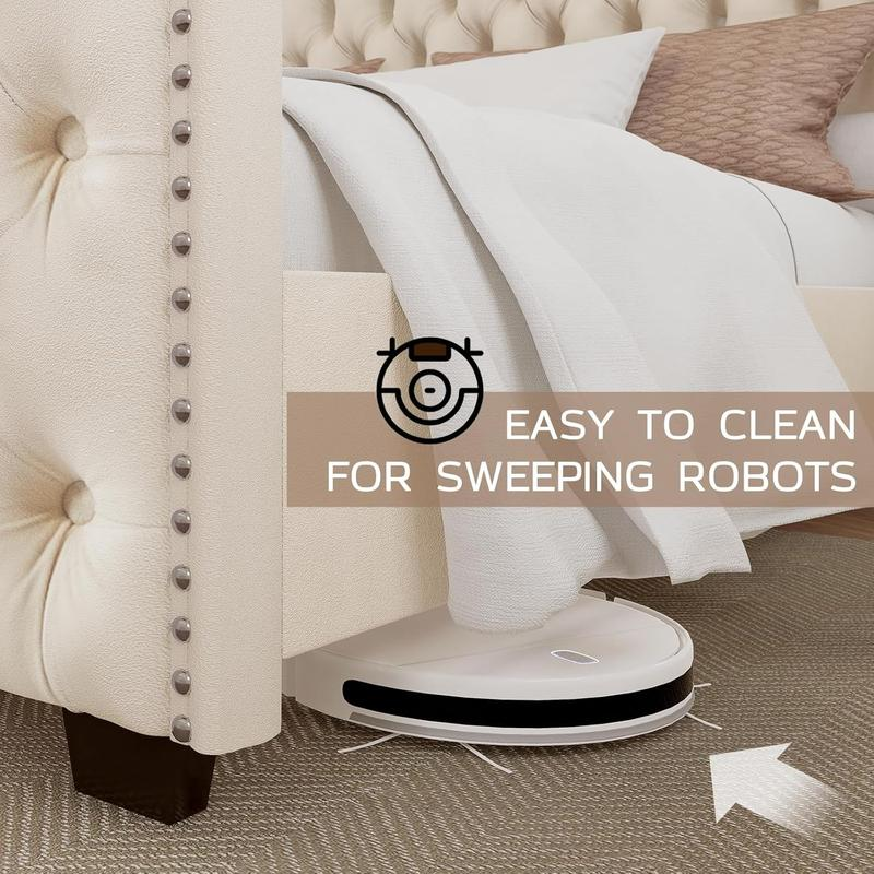 AMERLIFE | Velvet Wingback Bed Frame — Button-Tufted Upholstered Platform Bed