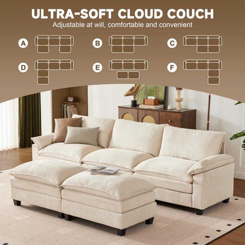 GOSUHI | 115"–149" Modular Cloud Sectional with Ottomans