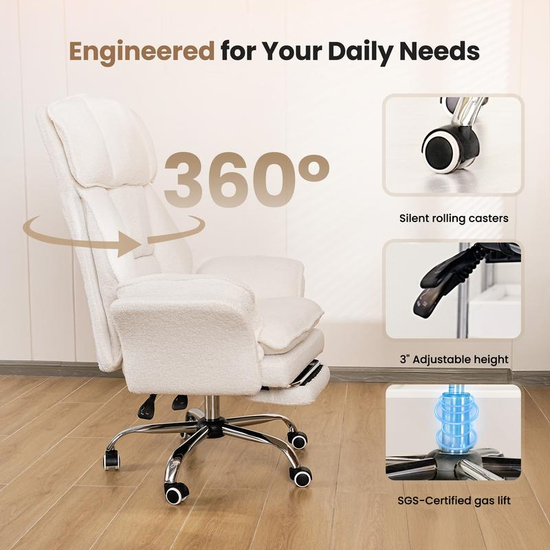 HOMRELEXA | Big & Tall Executive Recliner Office Chair — Flip Arms, Footrest, 135° Recline